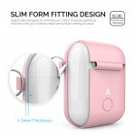 Wholesale Apple Airpods Charging Case Protective Silicone Cover Skin with Hang Hook Clip (Pink)